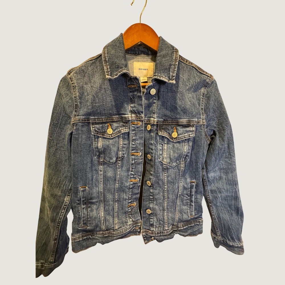 Old Navy Womens Medium Wash Denim Trucker Jacket Blue Size M